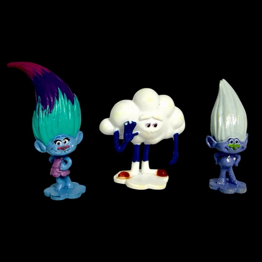 Lot of 3 DreamWorks Trolls Figures Cloud Guy Branch Guy Diamond Tiny Toys